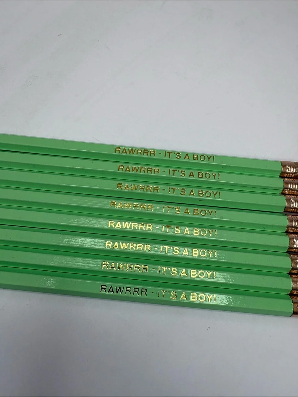 8 Hexagon Green Rawrrr Dinosaur Theme Party Personalized Pencils Gender Reveal